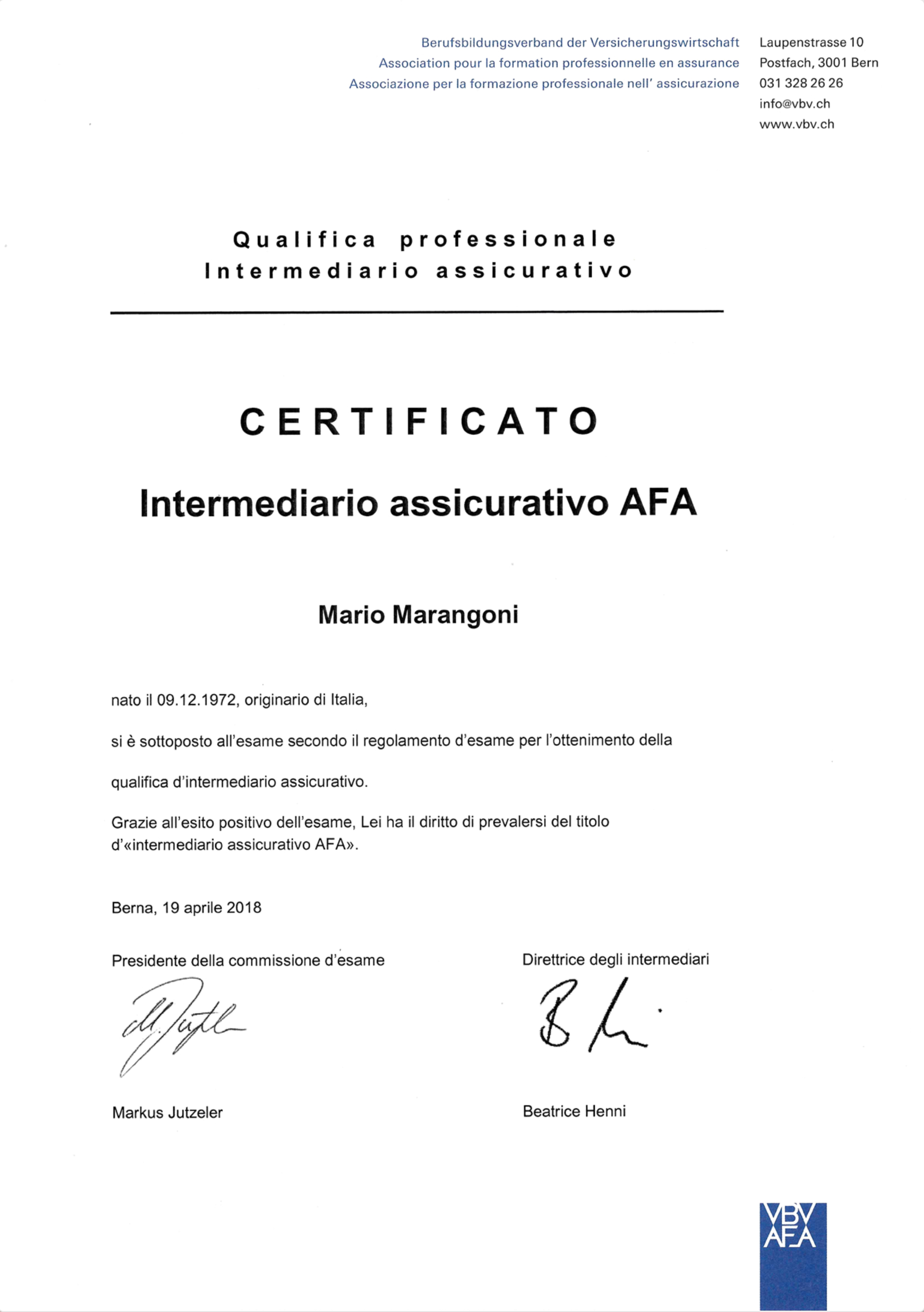 certificati afa
